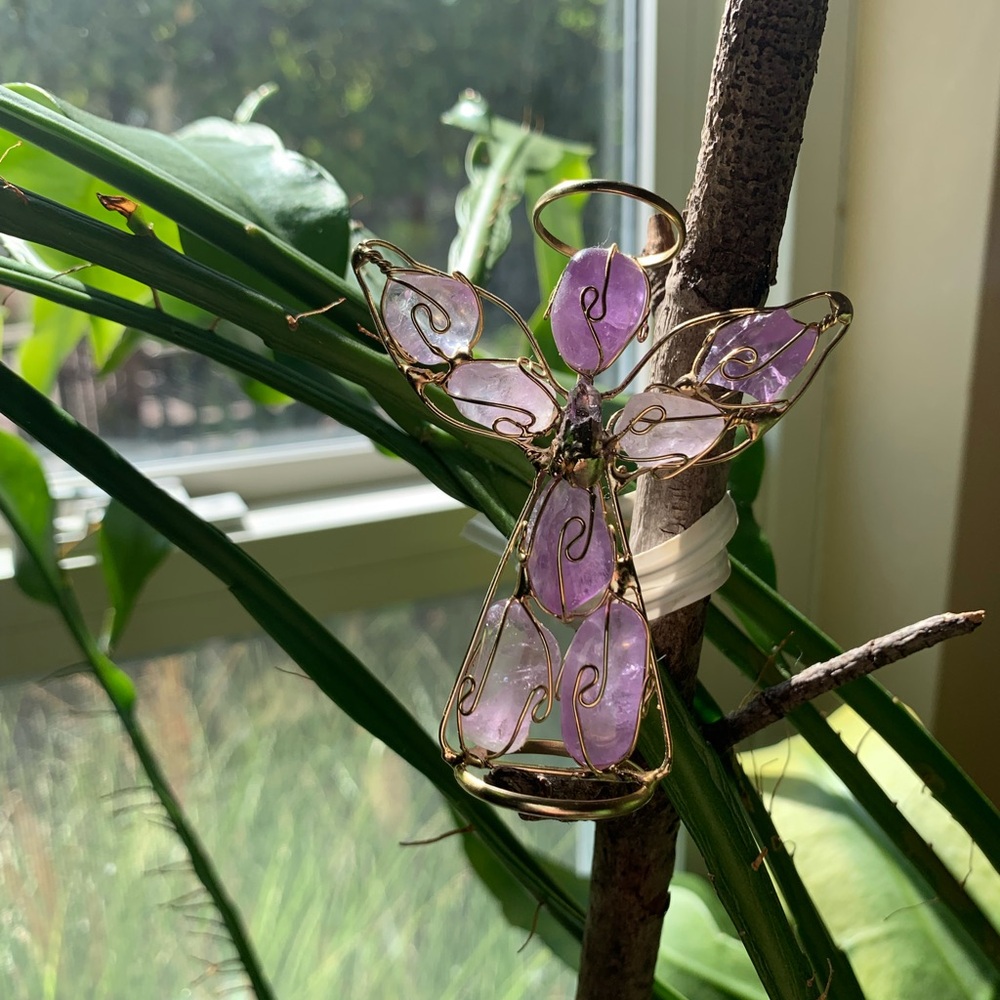 Purple Wire Angel Ornament